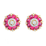 Gold Elegance Ruby Petal Glow Cz Stud Earrings