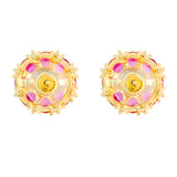 Gold Elegance Ruby Petal Glow Cz Stud Earrings