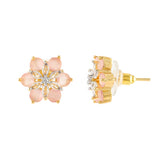 Gold Elegance Blush Bloom Cz Stud Earrings