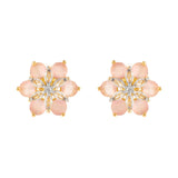 Gold Elegance Blush Bloom Cz Stud Earrings