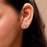 Gold Elegance Blush Bloom Cz Stud Earrings