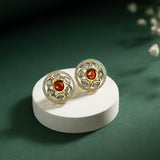 Gold Elegance Amber Shine Cz Stud Earrings