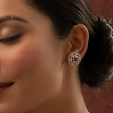 Gold Elegance Amber Shine Cz Stud Earrings