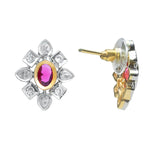 Gold Elegance Pink Aura Blossom Cz Stud Earrings