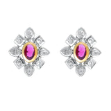 Gold Elegance Pink Aura Blossom Cz Stud Earrings
