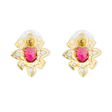 Gold Elegance Pink Aura Blossom Cz Stud Earrings