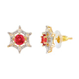 Gold Elegance Scarlet Halo Star Stud Earrings
