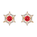 Gold Elegance Scarlet Halo Star Stud Earrings