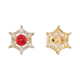 Gold Elegance Scarlet Halo Star Stud Earrings