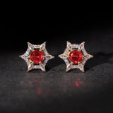 Gold Elegance Scarlet Halo Star Stud Earrings
