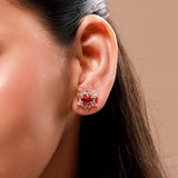 Gold Elegance Scarlet Halo Star Stud Earrings