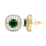 Gold Elegance Zivara Emerald CZ Stud Earrings