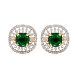 Gold Elegance Zivara Emerald CZ Stud Earrings