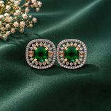 Gold Elegance Zivara Emerald CZ Stud Earrings