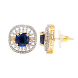 Gold Elegance Zivara Blue CZ Stud Earrings