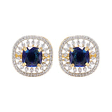 Gold Elegance Zivara Blue CZ Stud Earrings