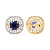 Gold Elegance Zivara Blue CZ Stud Earrings