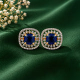 Gold Elegance Zivara Blue CZ Stud Earrings