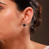 Gold Elegance Zivara Blue CZ Stud Earrings