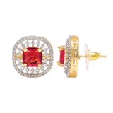Gold Elegance Zivara Red CZ Stud Earrings