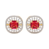 Gold Elegance Zivara Red CZ Stud Earrings