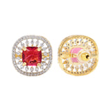 Gold Elegance Zivara Red CZ Stud Earrings