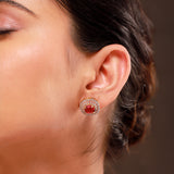 Gold Elegance Zivara Red CZ Stud Earrings