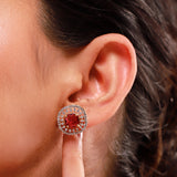 Gold Elegance Zivara Red CZ Stud Earrings