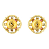 Gold Elegance Pink Starburst Cz Stud Earrings