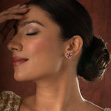 Gold Elegance Pink Starburst Cz Stud Earrings