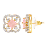 Gold Elegance Elowen Green CZ Floral Stud Earrings