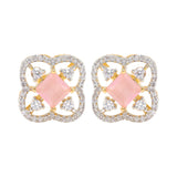Gold Elegance Elowen Green CZ Floral Stud Earrings