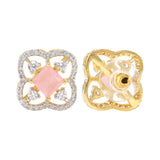Gold Elegance Elowen Green CZ Floral Stud Earrings