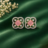 Gold Elegance Elowen Green CZ Floral Stud Earrings