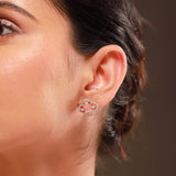 Gold Elegance Elowen Green CZ Floral Stud Earrings