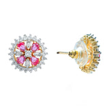 Gold Elegance Sunrise Petal Cz Stud Earrings
