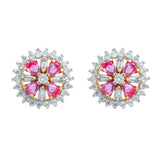 Gold Elegance Sunrise Petal Cz Stud Earrings