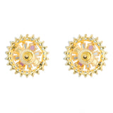 Gold Elegance Sunrise Petal Cz Stud Earrings