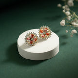 Gold Elegance Sunrise Petal Cz Stud Earrings