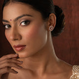 Gold Elegance Sunrise Petal Cz Stud Earrings