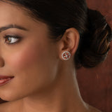 Gold Elegance Sunrise Petal Cz Stud Earrings