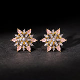 Gold Elegance Rosette Brilliance Star Stud Earrings