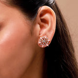 Gold Elegance Rosette Brilliance Star Stud Earrings