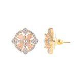 Gold Elegance Blush Petal Halo Stud Earrings