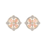 Gold Elegance Blush Petal Halo Stud Earrings