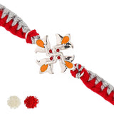 Floral Enamel 925 Sterling Silver Rakhi For Brother