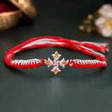 Floral Enamel 925 Sterling Silver Rakhi For Brother