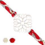 Lotus Floral Red 925 Sterling Silver Rakhi For Brother