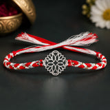 Lotus Floral Red 925 Sterling Silver Rakhi For Brother