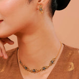 Mahabharat - Vajrika Collar Necklace Set , Women 925 Silver Collar Set
